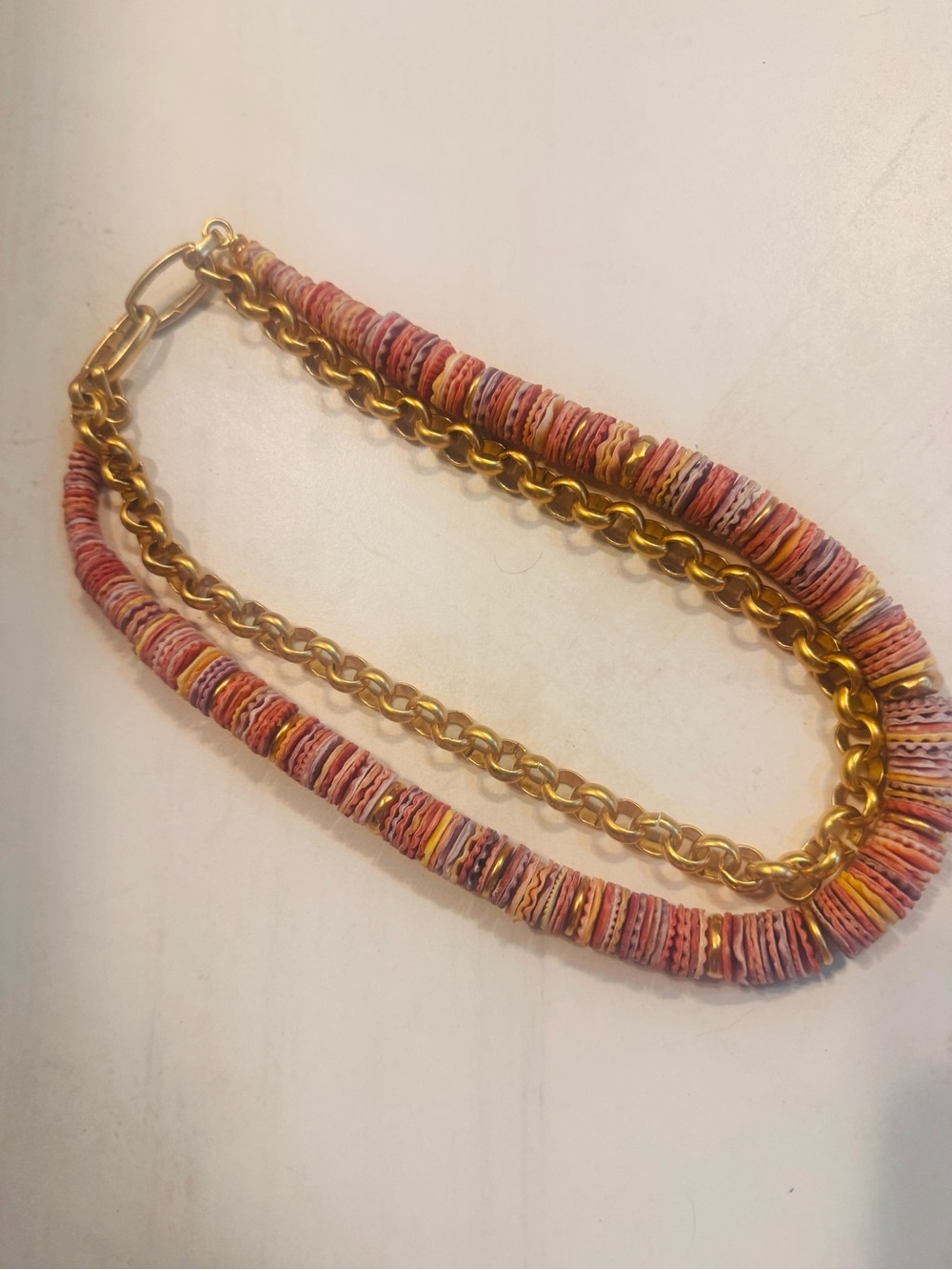 Kendra Scott Gold Chain Necklace with Pink & Coral Disc Beads